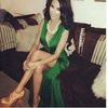 Vneck sereia chiffon lado dividido verde escuro vestidos de noite árabe vestidos de celebridades vestidos5798461