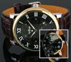 2021 Vinnare Fashion Casual Luxury Male Leather Business Skeleton Mechanical Men Self Wind Military Wrist Watch Present Clock323T