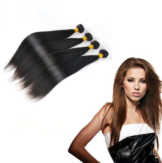 

100% Human brazilian Peruvian indian Malaysian Hair Extensions straight Double Weft No Shedding Free Tangle Durable 60g 4pcs