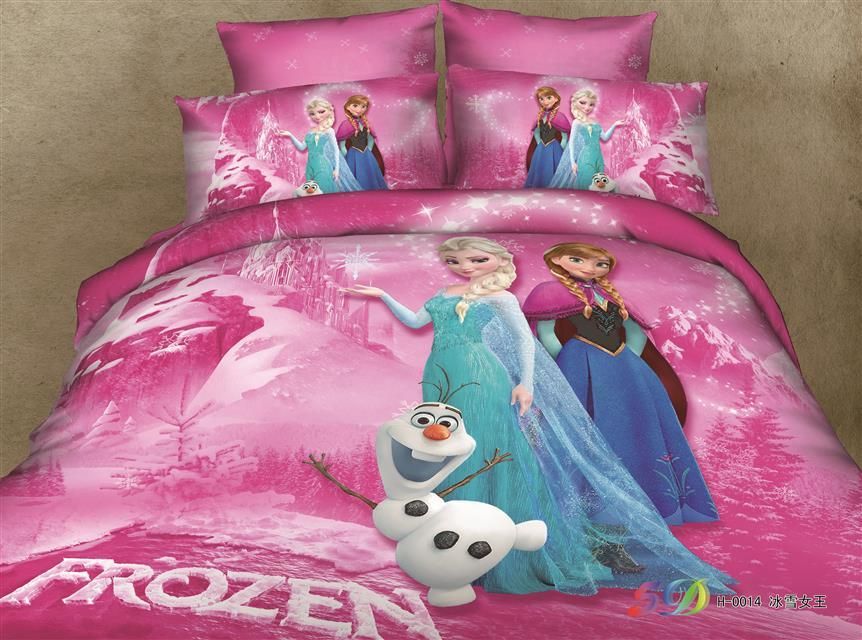 Wholesale Frozen Blue Pink Bed Set Cartoon Bedding Set Design