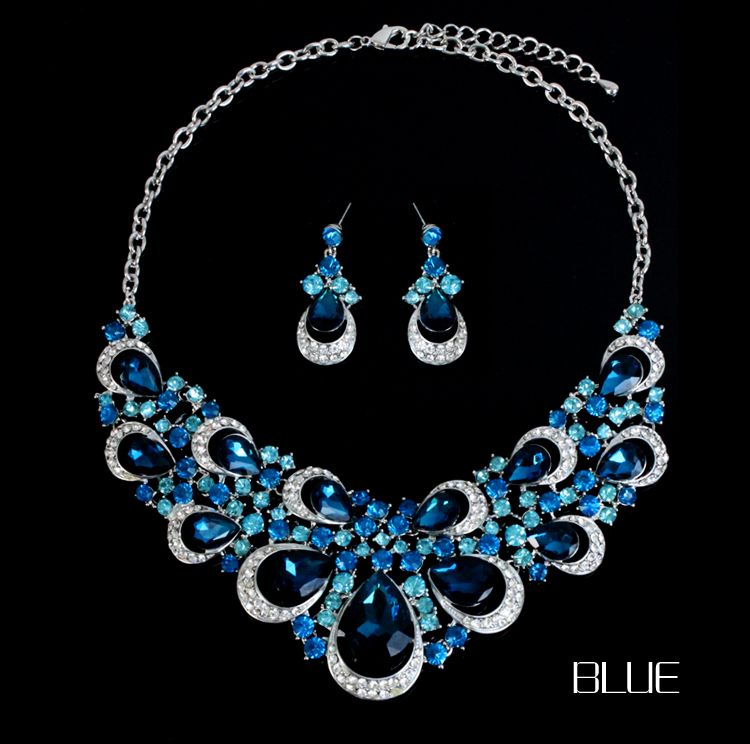 2019 Designer Blue Jewelry Set,Fashion Necklace And Earrings Sets,Zinc ...