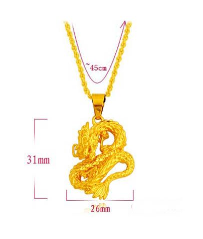 24k gold plated dragon pillar pendant necklace , male marry statement chain for 2016 male collier jewelry