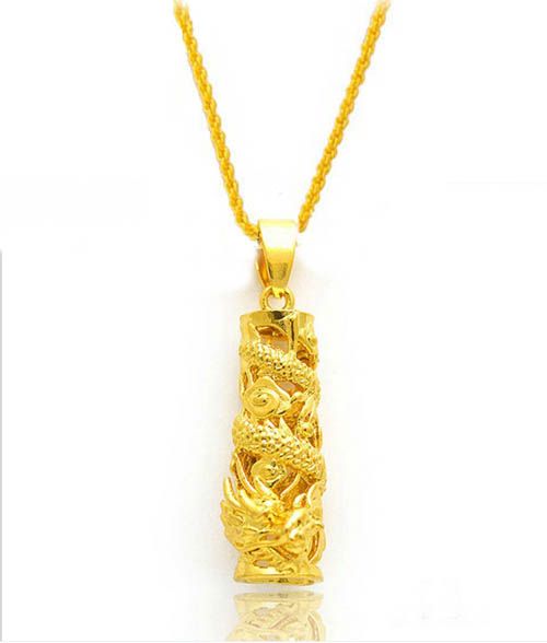 24k gold plated hover dragon pendant necklace , male marry statement chain for 2016 male collier jewelry