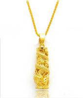 Wholesale 24k gold plated dragon pillar pendant necklace male marry statement chain for male collier jewelry