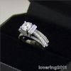 Mode Smycken Eiffeltornet Stil Vit Topaz ädelstenar 925 Sterling Silver CZ Diamant Engagement Bröllop Ringstorlek 5-10 För Lover Gift