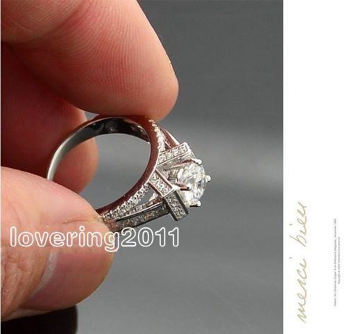 Bijoux fantaisie Tour Eiffel Style Topaze Blanche Pierres Précieuses En Argent Sterling 925 CZ Diamant Bague De Fiançailles Taille 5-10 pour cadeau amoureux