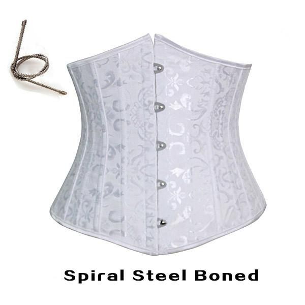24 Spiraalstaal Boned Corset Taille Trainer Taille Training Corsets Underbust Bustier Taille Cincher Shapewear Black / White XS-6XL