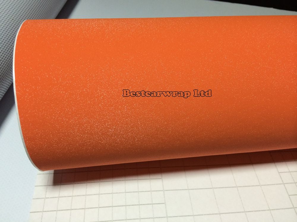 Glitter Orange Vinyl Wikkel Air Release Car Stickers met belvrije zelfklevende vinyl Sparkle Foile Covering 1,52x30m/Roll 5x98ft