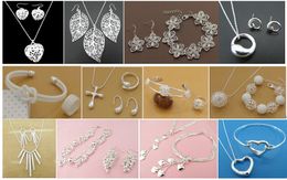 Free Shipping with tracking number BestMost Hot sell Women's Delicate Gift Jewelry 925 Silver Plated Mix Jewelry Set 12 Set