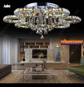 3/5/6/7-Lights Modern and Simple Fashion Crystal Ceiling Light Round Creative LED Chandelier Pendant Lamp Bedroom Living Dinning Room HSA174