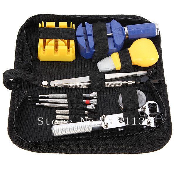 

Wholesale-New 13pcs fashion Watch Repair Tool Kit Set Case Opener Link Spring Bar Remover Tweezer Free Shipping