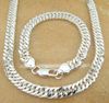 Hot 925 STERLING SILVER PLATED 9MM MEN'S FIGARO NECKLACE & BRACELETS SET JEWELRY