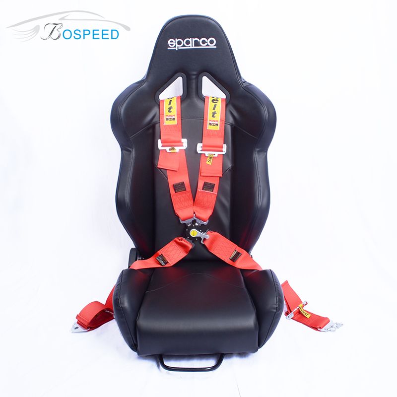 Recaro Black 4-Point Racing Seat Belt Harness - Quick Release, Snap-On, FIA Certified