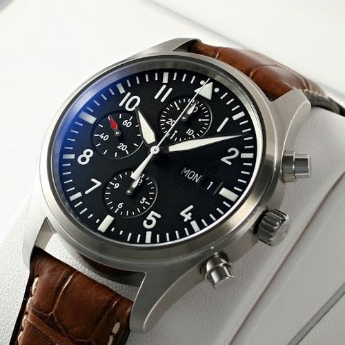 

Hot sale Men's Automatic stainless steel watches Men fashion leather strap wrist watch of W19, Brown