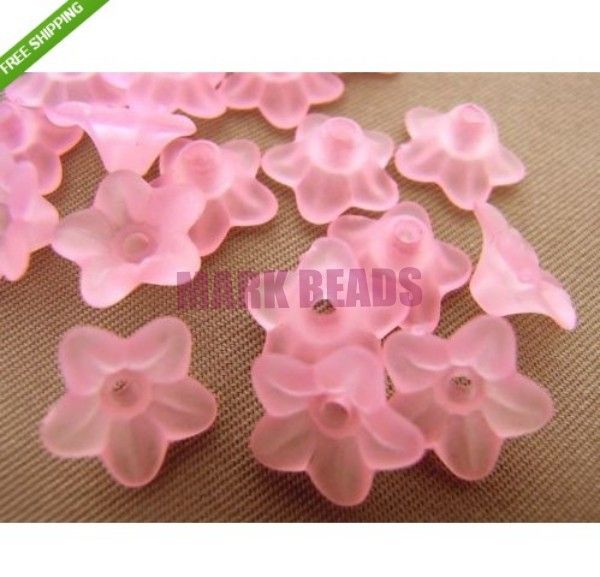 Matte Dull Dark Pink. Wholesale 240 Acrylic Lily Flower Beads