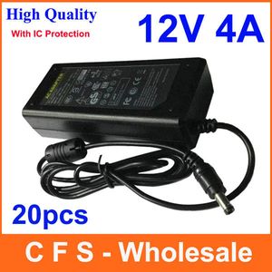 With IC Chip AC DC Power Supply 12V 4A Adapter 12V 48W Charger For LED Light LCD Monitor 20pcs Lots Free shipping