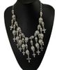 Crâne Tête Squelette Croix Gland Déclaration Collier Costume Bijoux Européen Argent Pistolet Noir Plaqué Alliage Clair Rose Strass