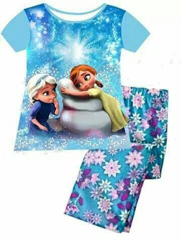 Pijama Frozen Anna Y Elsa Azul 