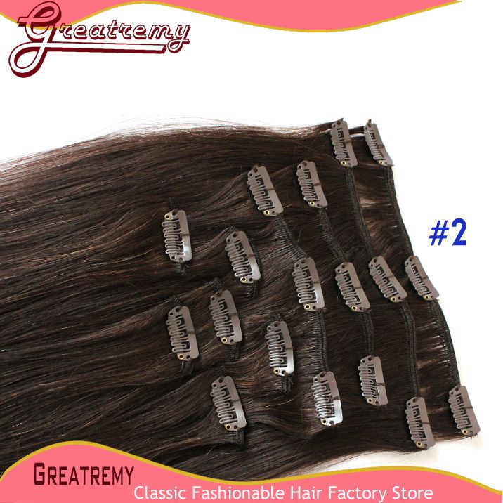 Greatremy Brazilian Clip In Human Hair Extensions Staight 124 120gset Remy Hair Weft 20quot 24quot Top Quality Clip In Hai8633270