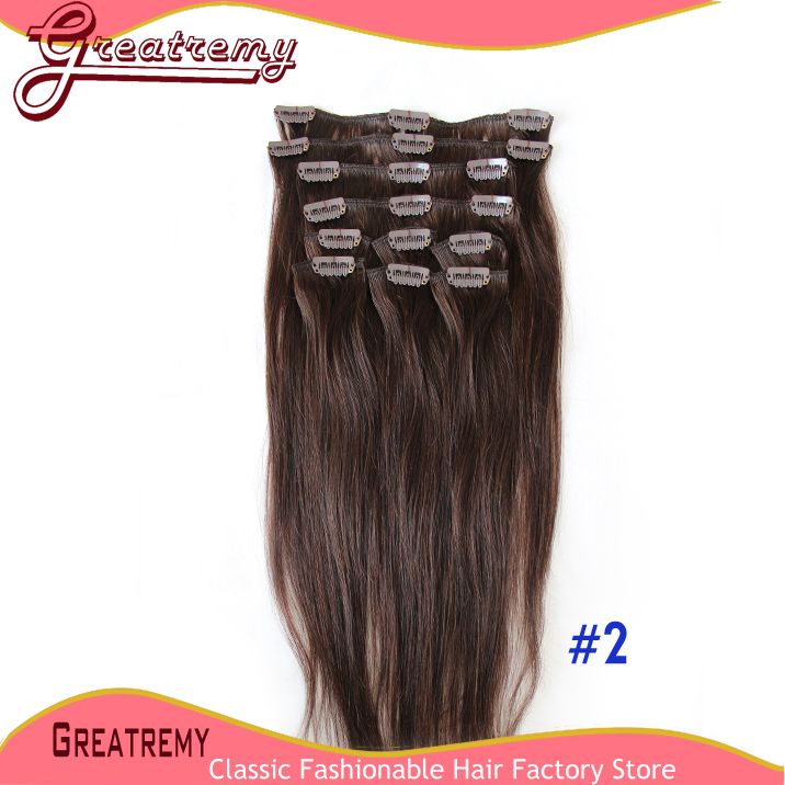 Greatremy Braziliaanse Clip In Human Hair Extensions Staight 124 120gset Remy Haarinslag 20quot 24quot Topkwaliteit Clip In Hai4417746