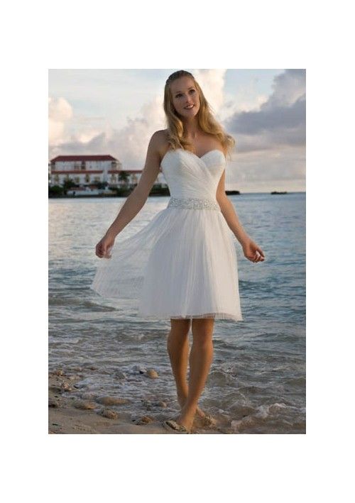High Quality Sweetheart Rhinestone Tulle Short Casual Beach Wedding Dress Bridal Gown 4355939