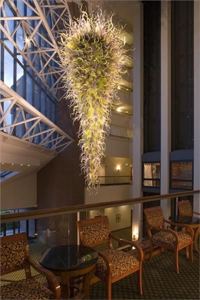 

Lamps Hotel Large Chandeliers Pendant Light LED Bulbs Modern Hand Blown Art Glass Chandelier for House Home Bedroom Living Room Decoration