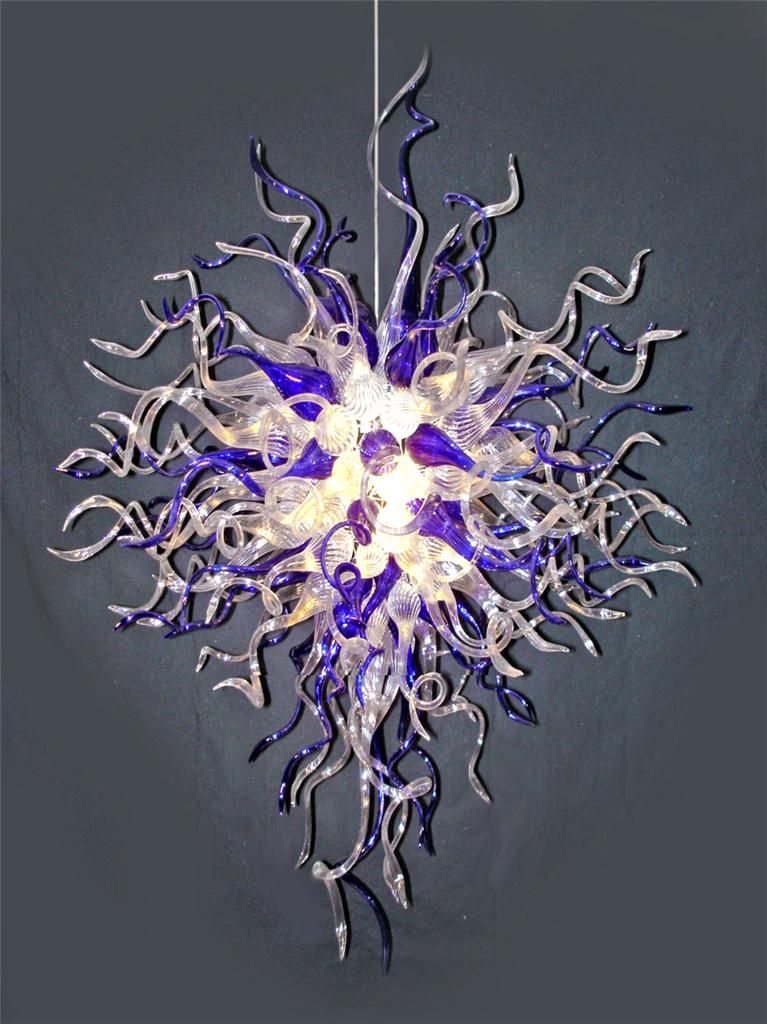 현대 샹들리에 손으로 만든 유리 샹들리에 가벼운 LED 전구 라이트 미니 샹들리에 유리 그늘 보라색 소녀 방