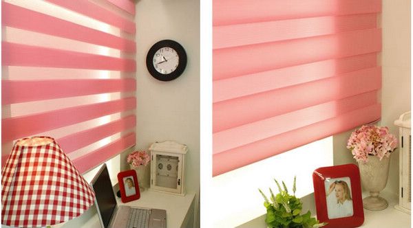 2019 Modern Translucent Roller Zebra Blinds In Pink Curtains For