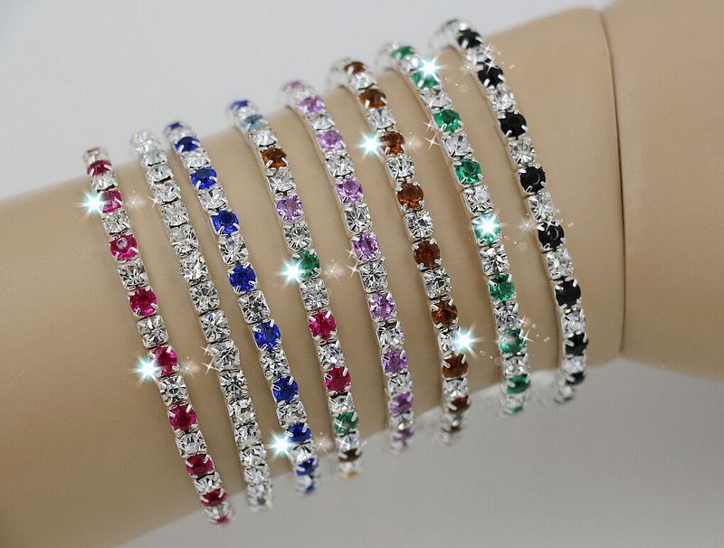 Quente! EM ESTOQUE 20 Pcs / 1 lote Colorido Primavera Row Rhinestone Pulseira Tênis (144)