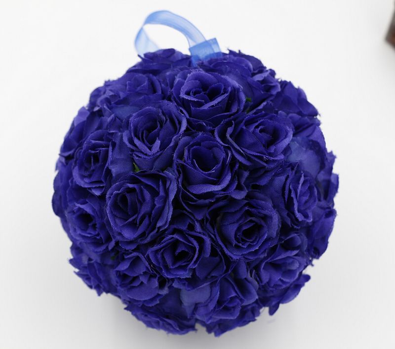 ホット ！ 10ピースロイヤルブルー5インチローズフラワーキスボールの結婚式の花の装飾