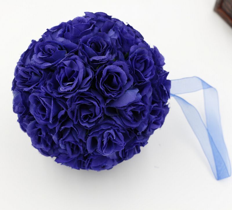 HOT ! Royal Blue 5inch Rose Flower Kissing Ball Wedding Flowers Decoration