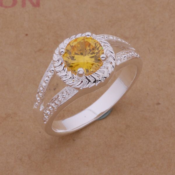 Blandade beställningar toppkvalitet 925 silverpläterad ring med zirkonkristallsmodesmycken ganska söt bröllopsengagemang present shi234m