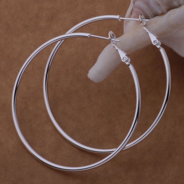 عالي الجودة 925 Sterling Silver Hoop أقراط كبيرة القطر 5-8 سم حفلات الموضة المجوهر