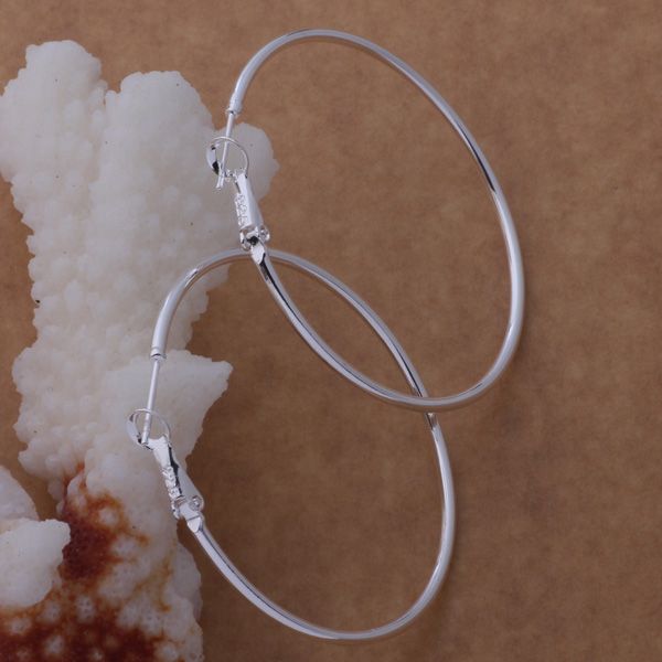 عالي الجودة 925 Sterling Silver Hoop أقراط كبيرة القطر 5-8 سم حفلات الموضة المجوهر