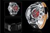 fashion sports watches WEIDE WATCH,Black leather water-resistant style watch of WD05