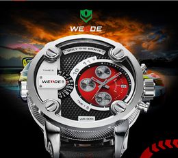 fashion sports watches WEIDE WATCH,Black leather water-resistant style watch of WD05