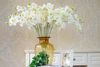 Al por mayor (10pcs/lote) Flores de orquídea de mariposa falsa artificial de la mariposa Cymbidium suministra flores de seda para decoraciones de bodas