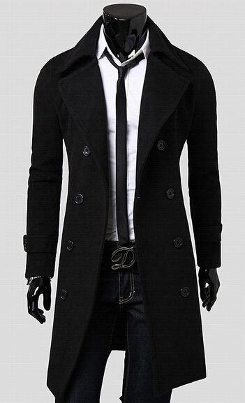 2017 Hot Sale Men's Korean Fashion Wool Coat Double Breasted Knee ...