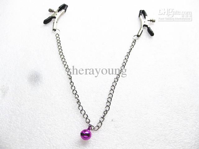 Metal Chained Nipple Clip Clamps With Mini Bell Female