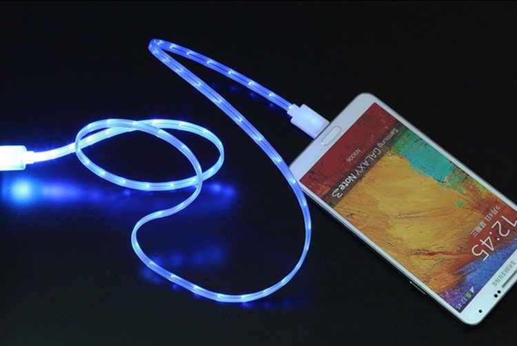 Remolque Descubrimiento escocés LED Visible Micro USB Cable cargador para Samsung Galaxy S5 datos Universal  sonrisa ilumina en Micro