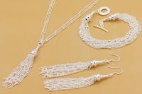 Factory price high quality 925 silver wire necklace bracelet earrings Fashion Jewelry Set 5set/lot 987
