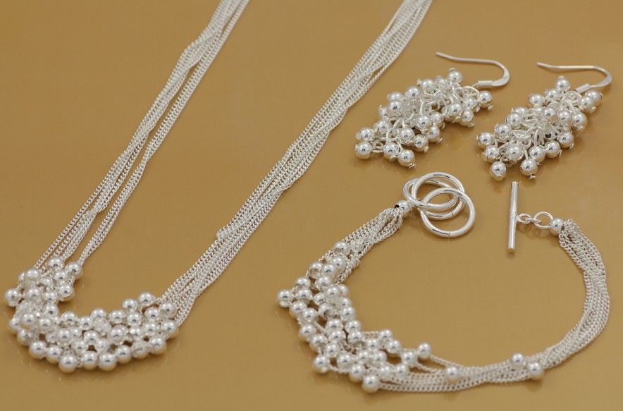 شحن مجاني مع رقم تتبع أفضل أكثر الساخنة بيع المجوهرات الهدايا الحساسة 925 Silver Plated Mix Jewelry Set 1047