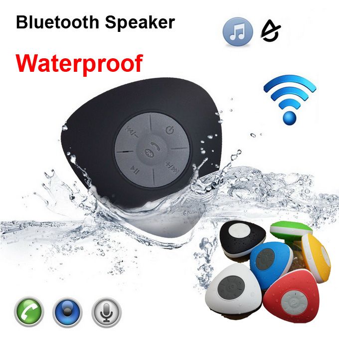 Mais recente Chegada À Prova D 'Água Bluetooth Speaker V2.1 Triângulo Forma Do Coração Ventosa Chuveiro Do Banheiro Do Banheiro Handsfree Chamada Portátil Speaker Telefone