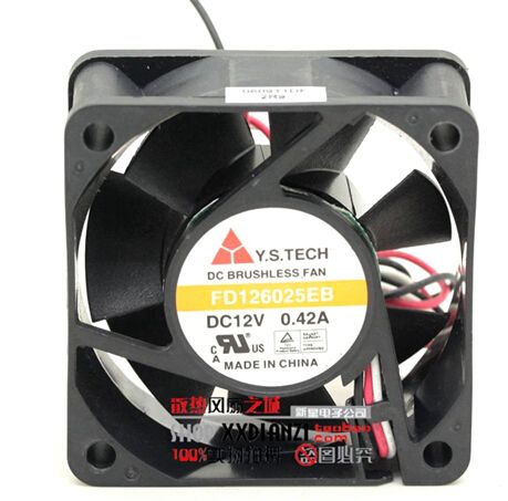 도매 : 6025 6cm 12V 0.42A 더블 볼 팬의 새로운 Wonsan Y.S.TECH FD126025EB 높은 전류