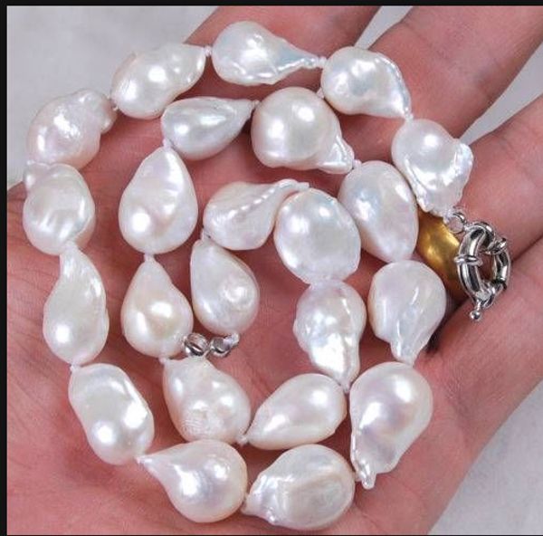 

Реальные 12-14 мм натуральный Южный барокко Белый Akoya жемчужное ожерелье