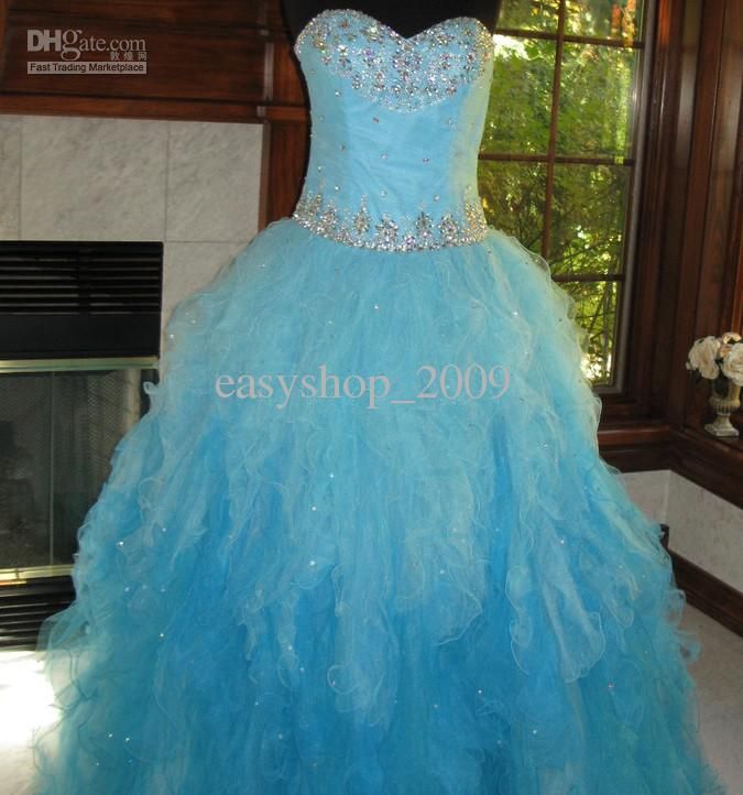 2015 Newest Nice Fashion Prom Dresses Bead Voile Blue Ombre Stunning ...