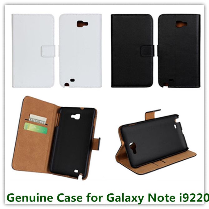 Genuine Leather Stand Wallet Back Cover Case For Samsung Galaxy Note