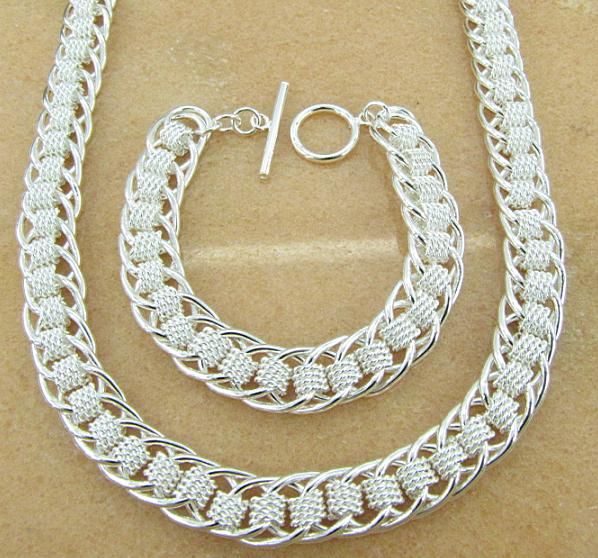 

New Good recum mend 925 jewelry sterling silver necklace and bracelet 10sets/lot Jewelry Sets 992