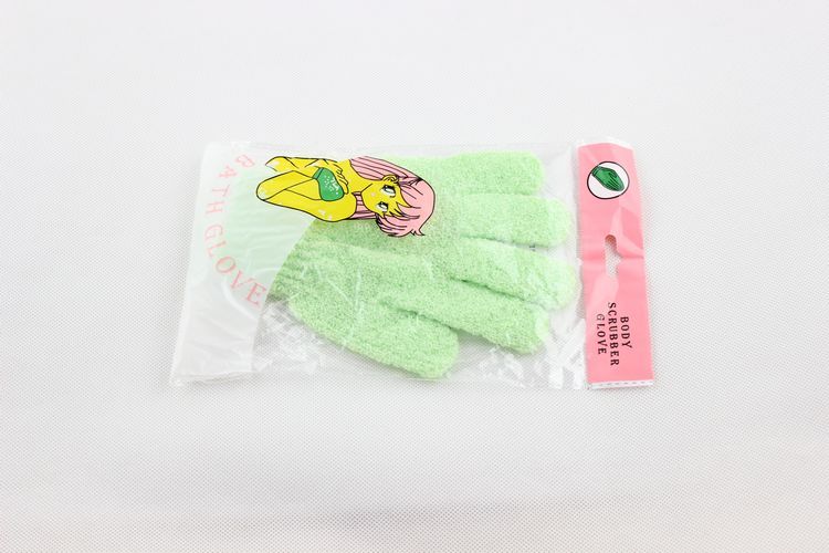 Exfolierande handskar hud kropp baddusch loofah svamp mitt skrubba massage spa rosa och gröna lots ems endast5577136