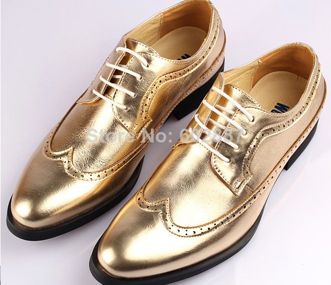 New Arrival Brand Gold Men's Dress Shoes Men's Leather Dress Shoes Men ...